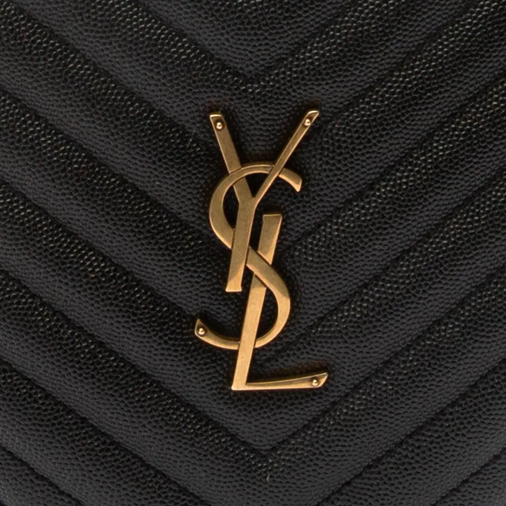 YSL Black Chevron Quilted Leather Vinyle Round Camera Shoulder Bag